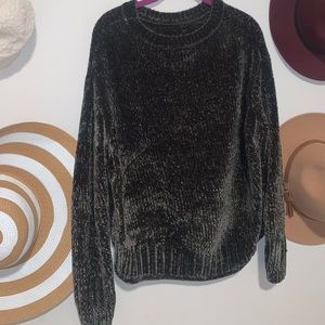 green chenille sweater
